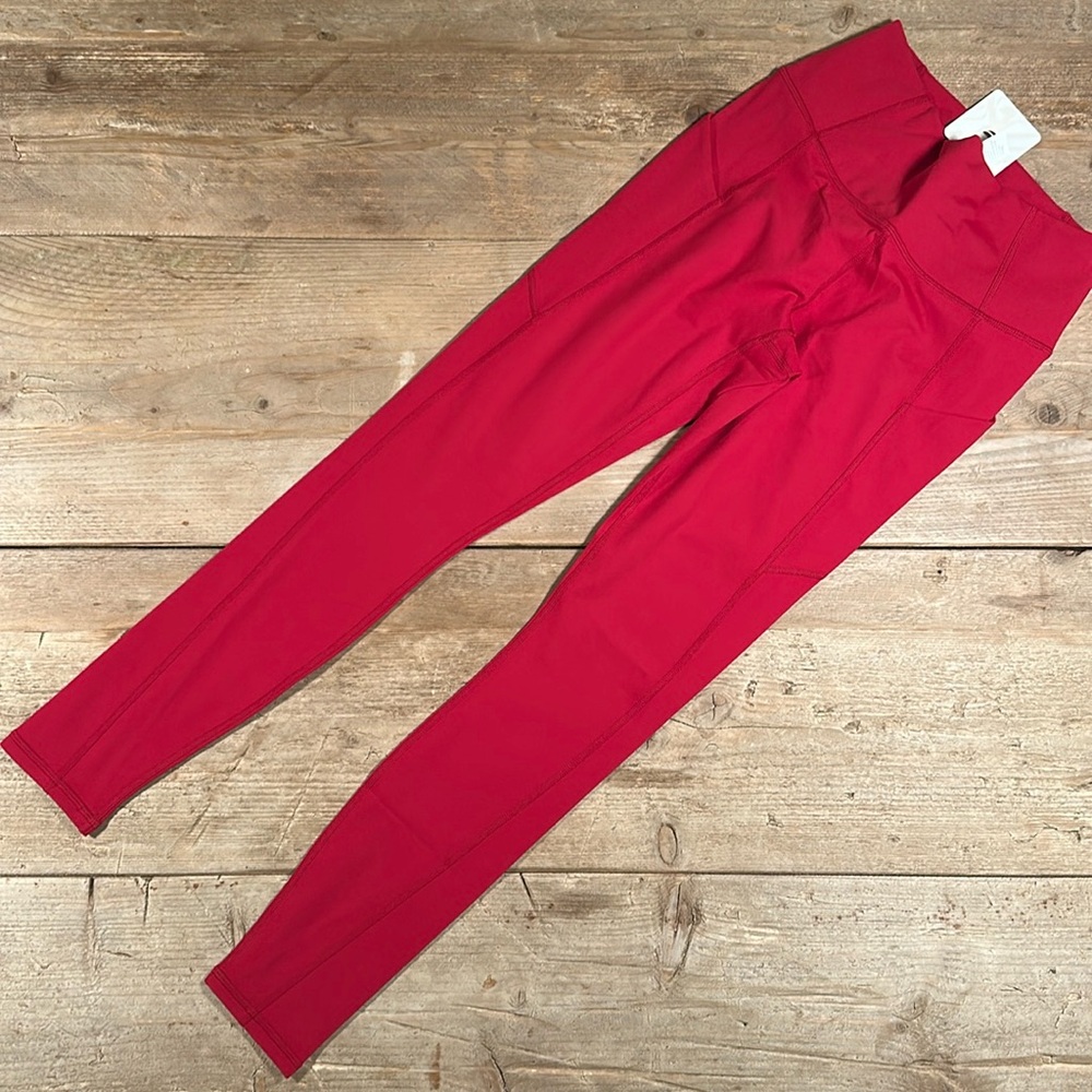 NWT- Fabletics PureLuxe HW Pocket Full length Leggings -HOLLY BERRY (27”) New !! - Picture 4 of 11